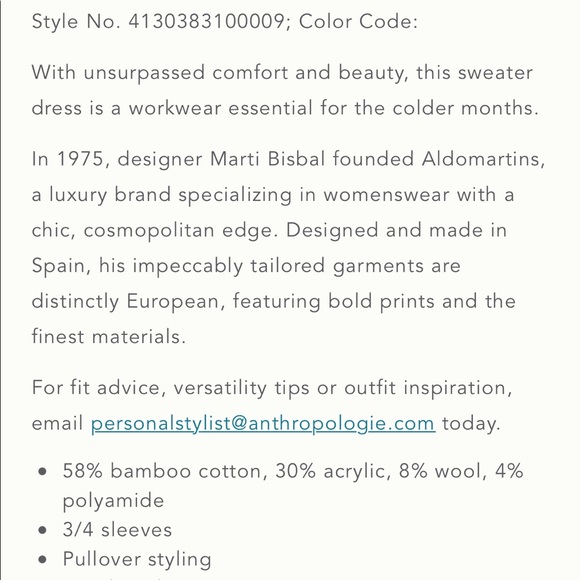 Anthropologie Aldomartins Lisse Sweater Dress - Picture 6 of 6